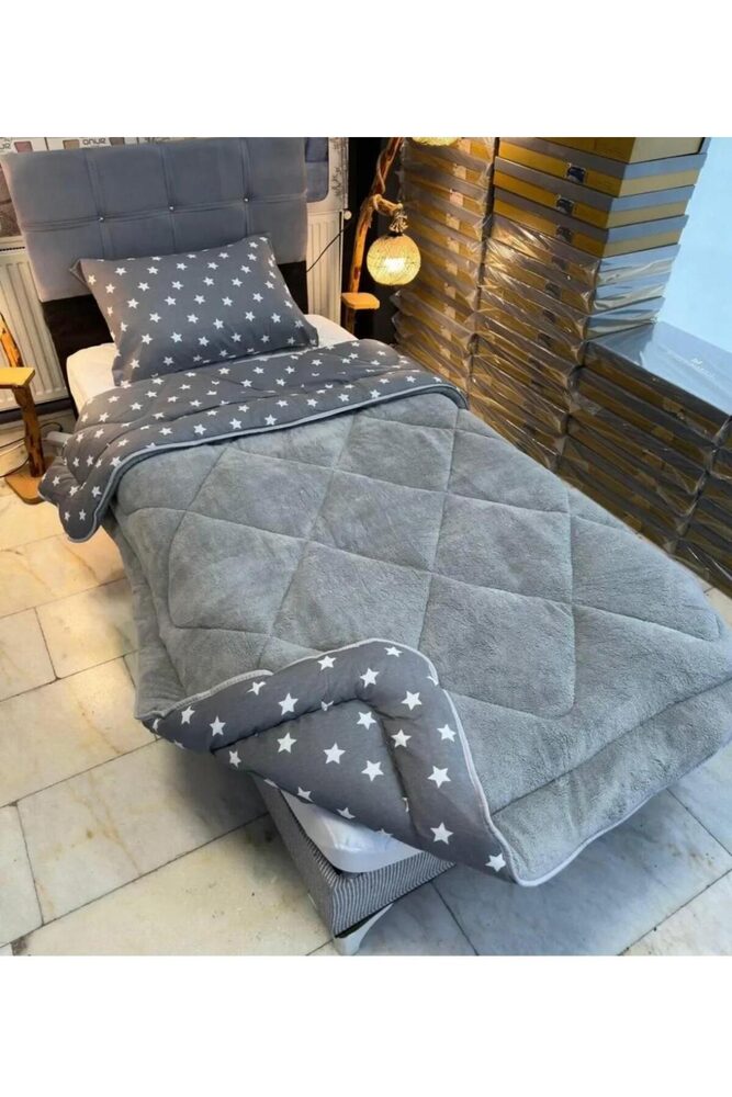 Tek Kişilik Lüx Wellsoft Pufidik Çift Taraflı silikon Yorgan 155 X 215 + 1 adet yastık kılıfı