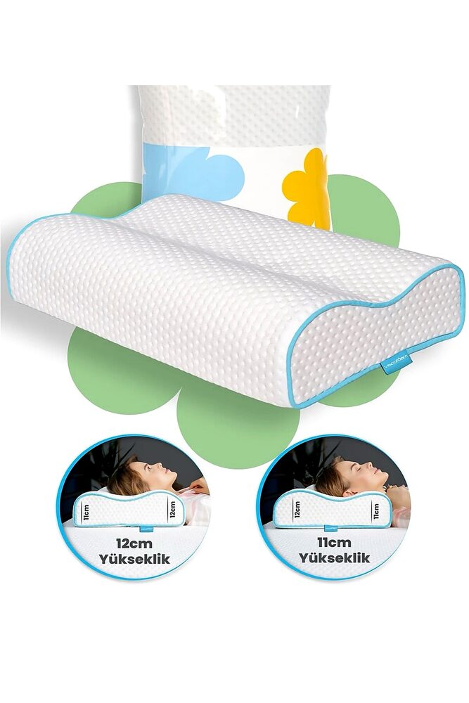 Ortopedik Visco Yastık 60x40x14-12 cm – Medikal Boyun Destekli Memory Foam (Tek BoyunÇantalı Ürün)